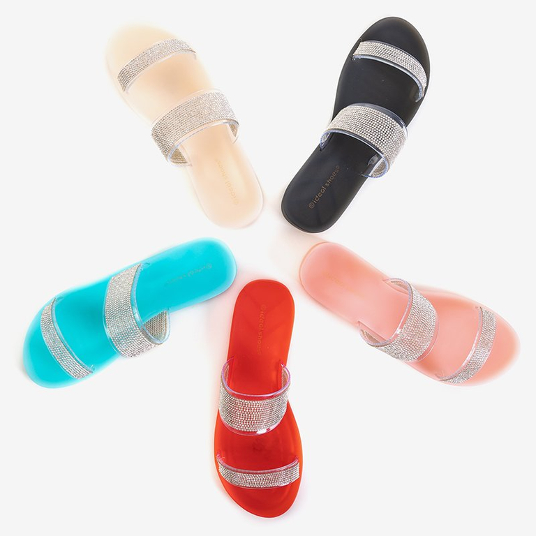 Голубые женские шлепанцы со стразами Niuci