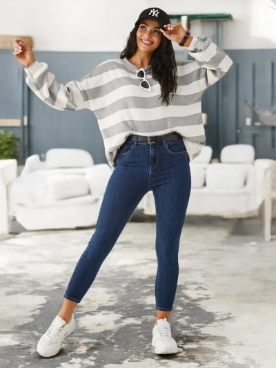 Royalfashion Women's tapered cotton jeans