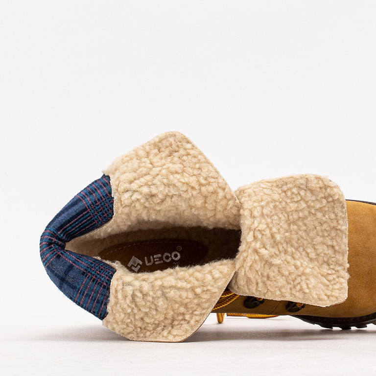 Mustard women's boots on the post Royaltan - Footwear