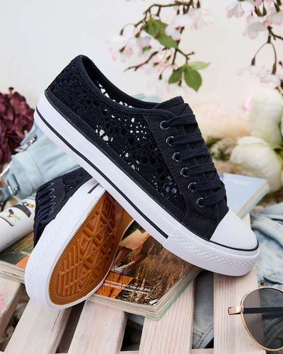 Naiste tumesinised ažuursed Callista tennised flatpõhjalised