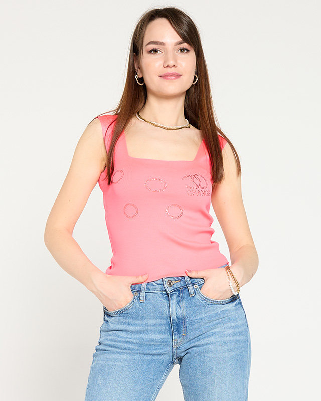 Sieviešu neona rozā tops ar zelta kubiskā cirkonija oksīdu - Apģērbs