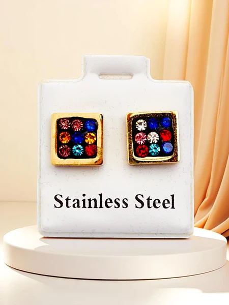 Royalfashion Женские квадратные серьги с фианитами