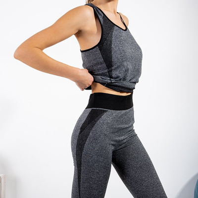 Women's gray sports set with black inserts - Clothing