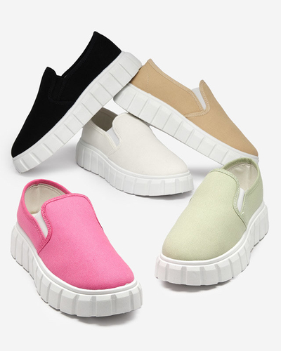 OUTLET Women's white slip-on shoes on a thick Tenri sole - Footwear