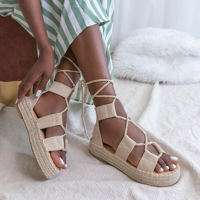 Ladies 'beige tied sandals Nikolase - Footwear
