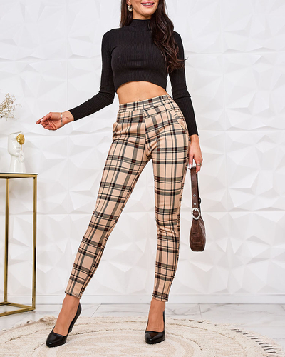 Royalfashion Утепленные клетчатые женские таггинсы