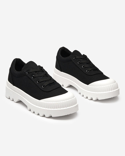 OUTLET Women's black sneakers with a white Comp sole - Footwear