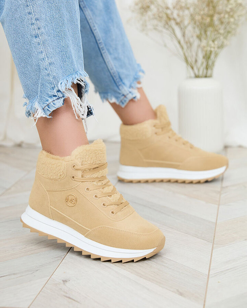 Royalfashion Sieviešu siltinātie sporta apavi gaiši brūnā krāsā Cerrto