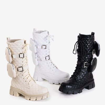 White low boots with quilted upper Tepani - Footwear