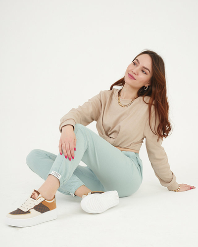 Green fabric joggers for women - Clothing