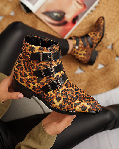 Sieviešu zābaki ar leoparda rakstu ar plakaniem papēžiem Leopado - Shoes