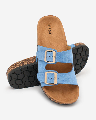 Royalfashion Blue women's flip-flops with buckles Foumy