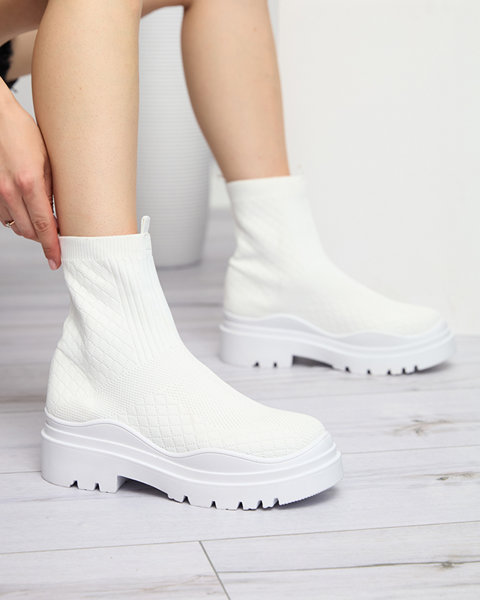 White women's flat-heeled boots Seritis - Footwear