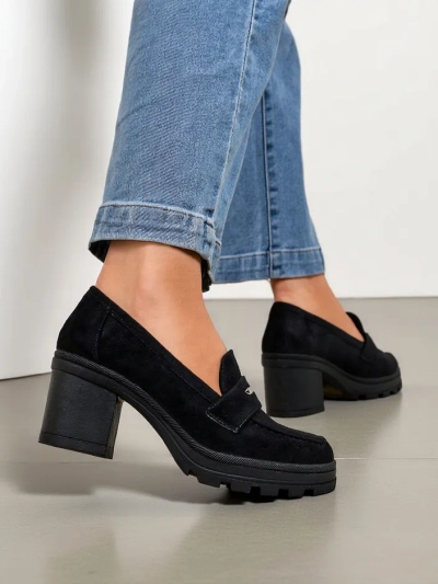 Royalfashion Women's moccasins on a block heel Qerona