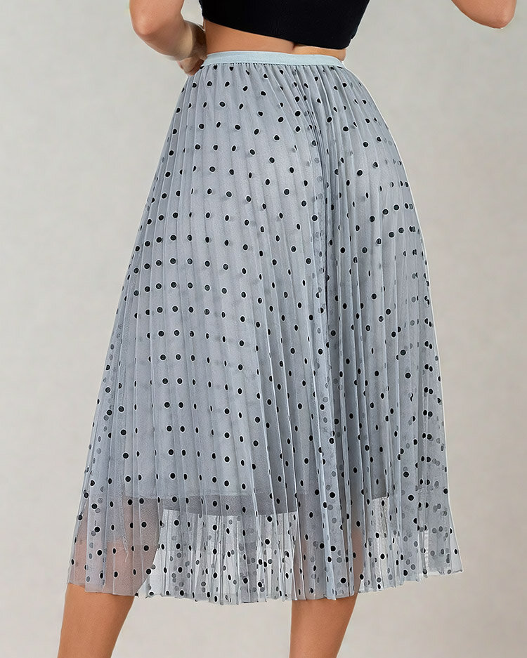 Royalfashion Sieviešu divslāņu polka dot midi svārki