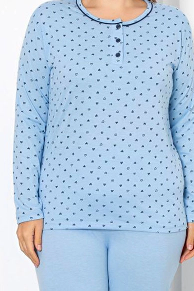 Royalfashion Женские хлопковые пижамы из 2 предметов с сердечным принтом большого размера