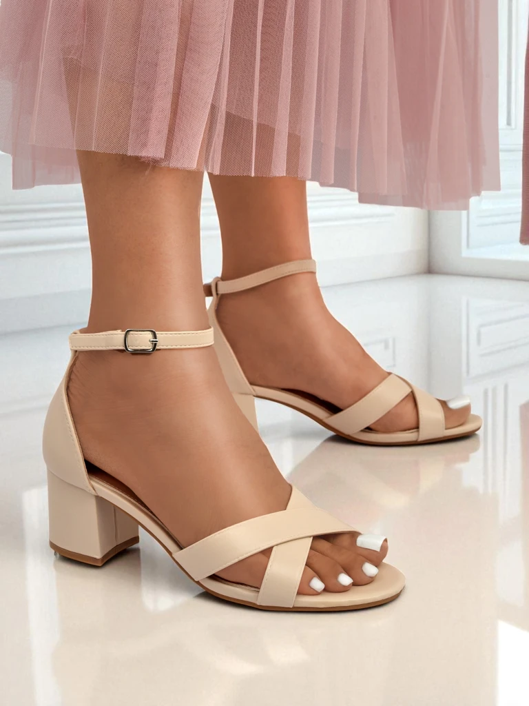 Royalfashion Sieviešu sandales ar zemu blokpapēdi Eleganza Strap