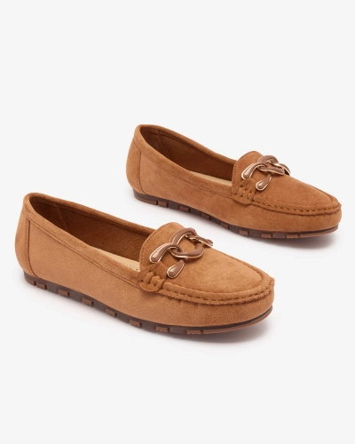 Women's moccasins in camel color with chain Lertika - Footwear