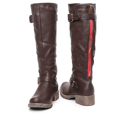 Brązowe kozaki przed kolano Tamika- Obuwie