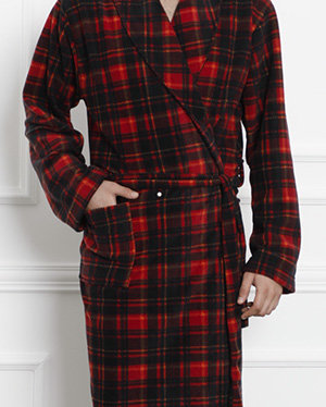 Red and black checkered men's bathrobe - Clothing