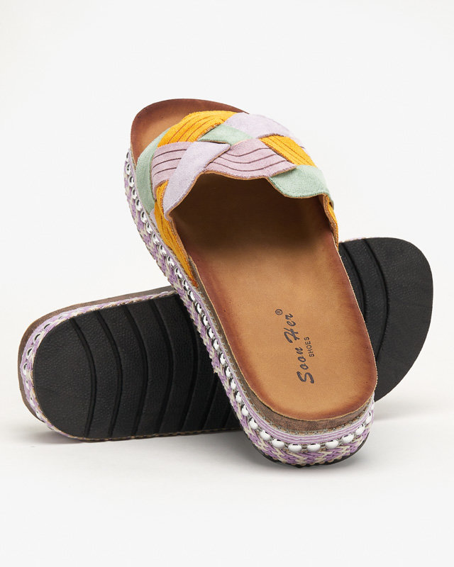 Violet women's slippers on a thick sole Cekolina - Footwear