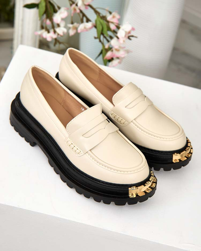 Aurelia Beige Women's Platform Loafers 5cm - Stylish and Comfortable