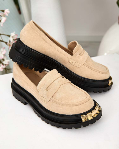 Giulia Beige Eco-Leather Moccasins
