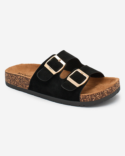 Letitia women's black suede flip-flops, flat heel, Italian design