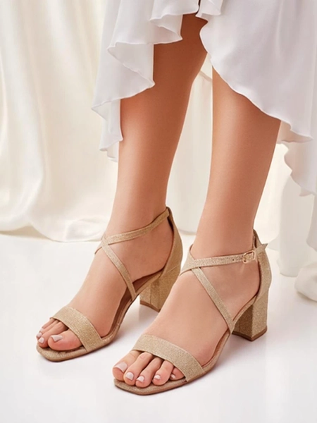 Royalfashion Aurelia women's fabric heeled sandals gold 41