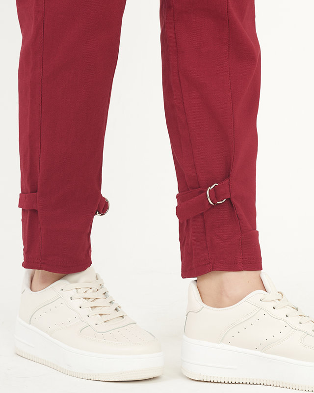 Maroon women's cargo trousers a'la - Clothing