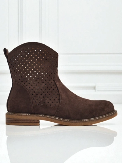 Openwork Eco Suede Ankle Boots with Natural Insole Nolani