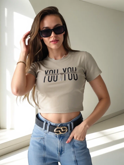 Royalfashion Women's Cotton Crop Top with the inscription