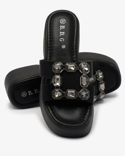 Royalfashion Black women's embellished flip-flops on a solid sole Norixi