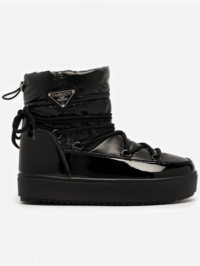 Royalfashion Sieviešu iešļūcamie zābaki a'la sniega zābaki melnā krāsā Vevnose