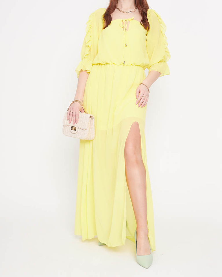 Женское желтое испанское платье макси - Одежда