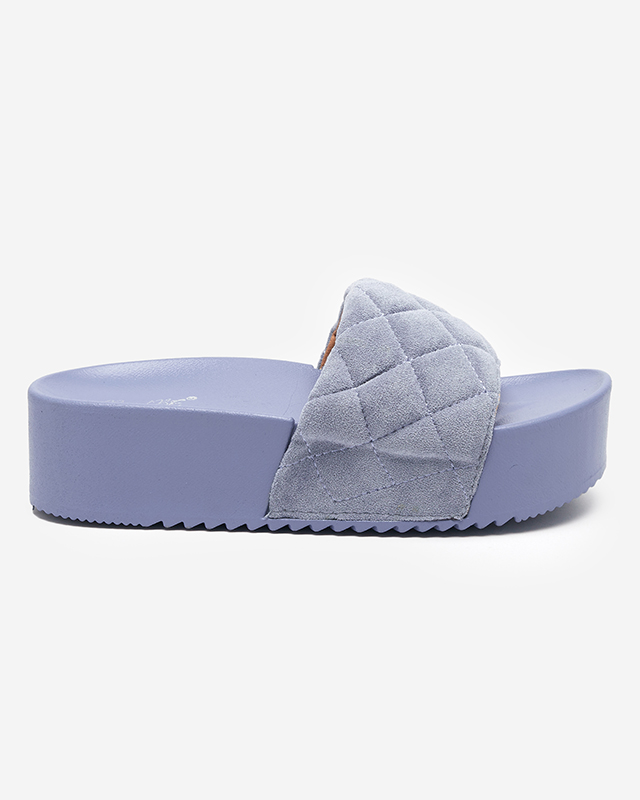 Blue women's quilted sandals on the platform Koriner - Footwear