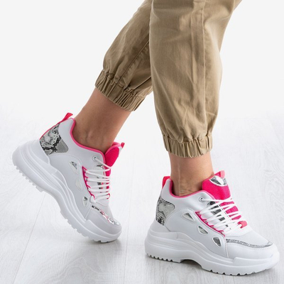 Women's white sneakers with a thick sole Gisela - Footwear