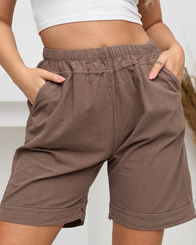 Women's cotton shorts with khaki pockets - Clothing