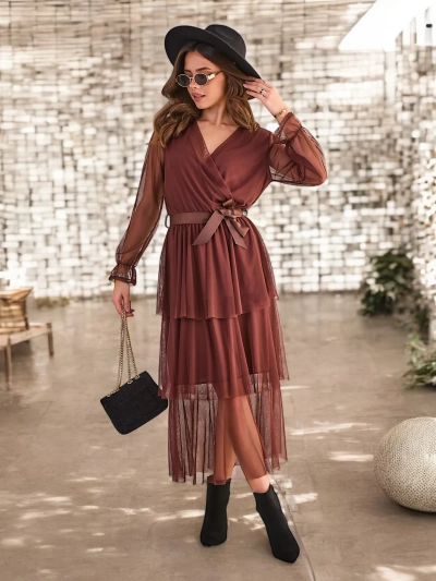Royalfashion Women's long dress with ruffles