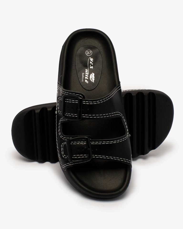 Royalfashion Black women's flip-flops with buckles Kallov