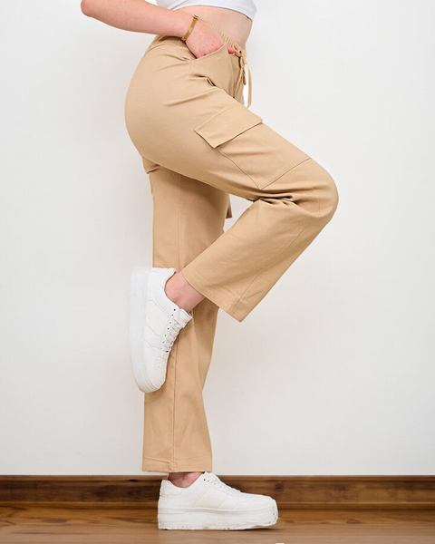Royalfashion Beige Sieviešu platās kravas bikses
