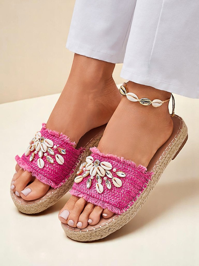 Royalfashion Callista Fuchsia women's platform flip-flops with shells