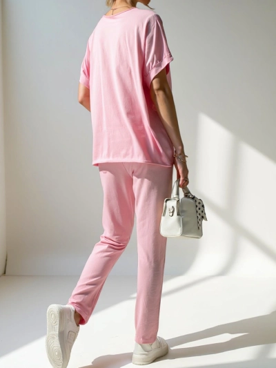 Royalfashion Women's cotton set with short sleeves and straight pants