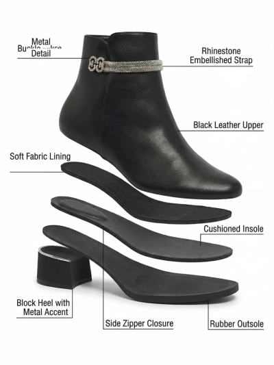 Women's Ankle Boots with Cubic Zirconia Qurette