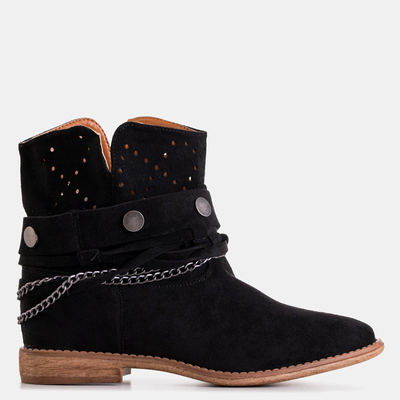 Black ankle boots a'la cowboy boots on a wedge heel Salemi - Footwear