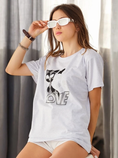Royalfashion Cotton Women's T-shirt Cat Love
