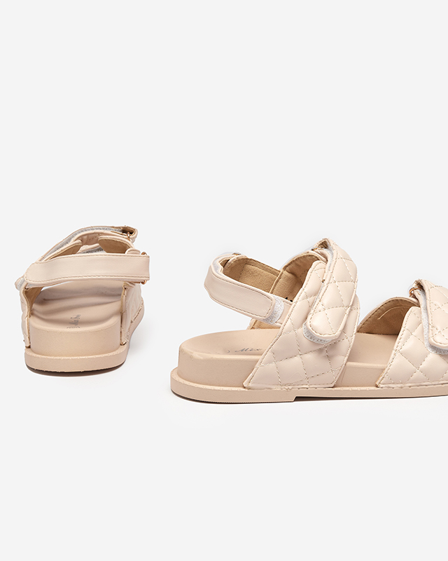 Beige women's sandals with Velcro Korine - Footwear