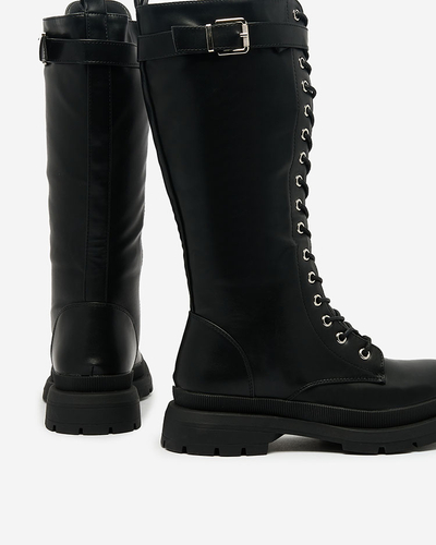 Royalfashion Black women's lace-up boots Apovido