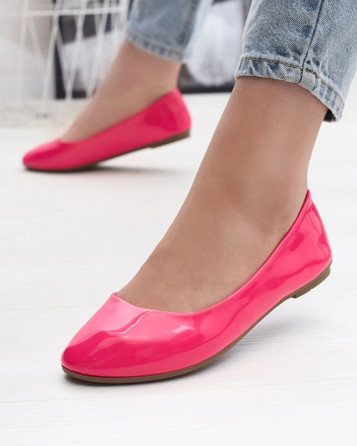 Neon pink women's lacquered ballerinas Fama - Footwear