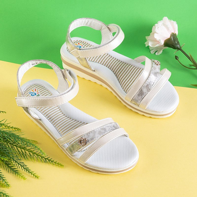 Bēšas bērnu sandales ar Velcro Pinka - Apavi